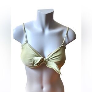 Rio de Sol Tie Front Bikini Top Sage Green Adjustable Straps Swimwear NWOT